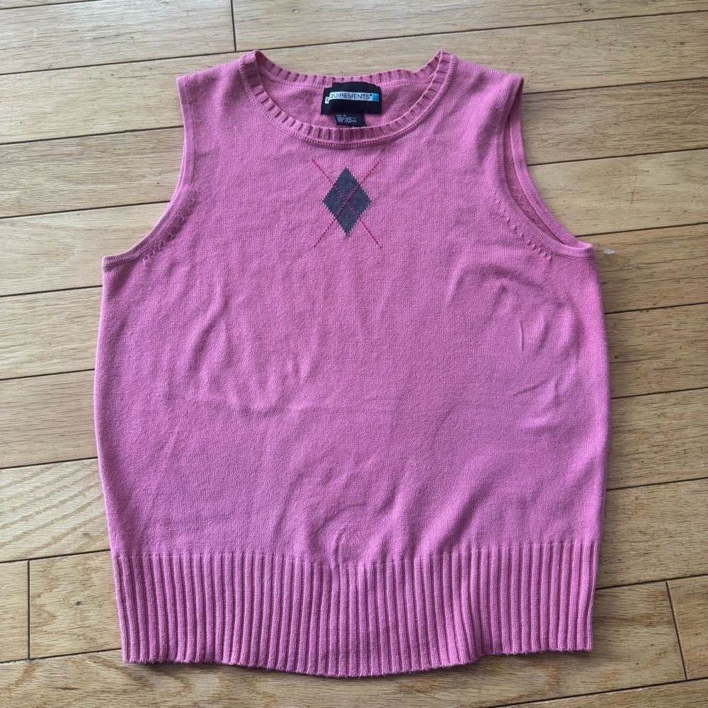 Y2K Pink Argyle Sweater Vest
